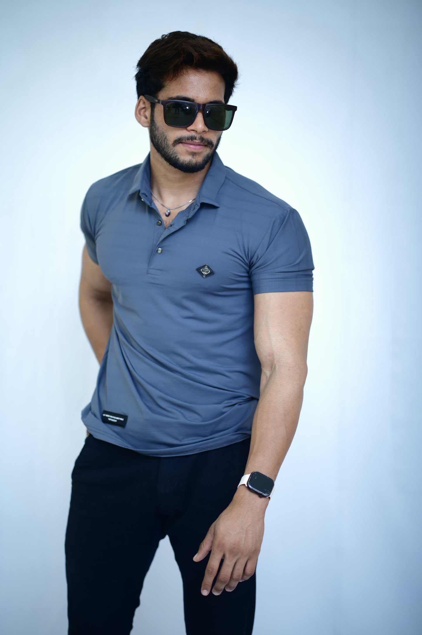 Premium Stretchable Soft Fabric Polo - Steel Blue
