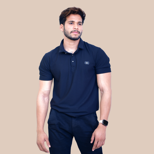 Premium Bubble Fabric Polo - Black