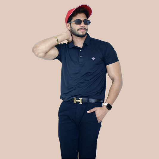 Premium Stretchable Soft Fabric Polo - Black